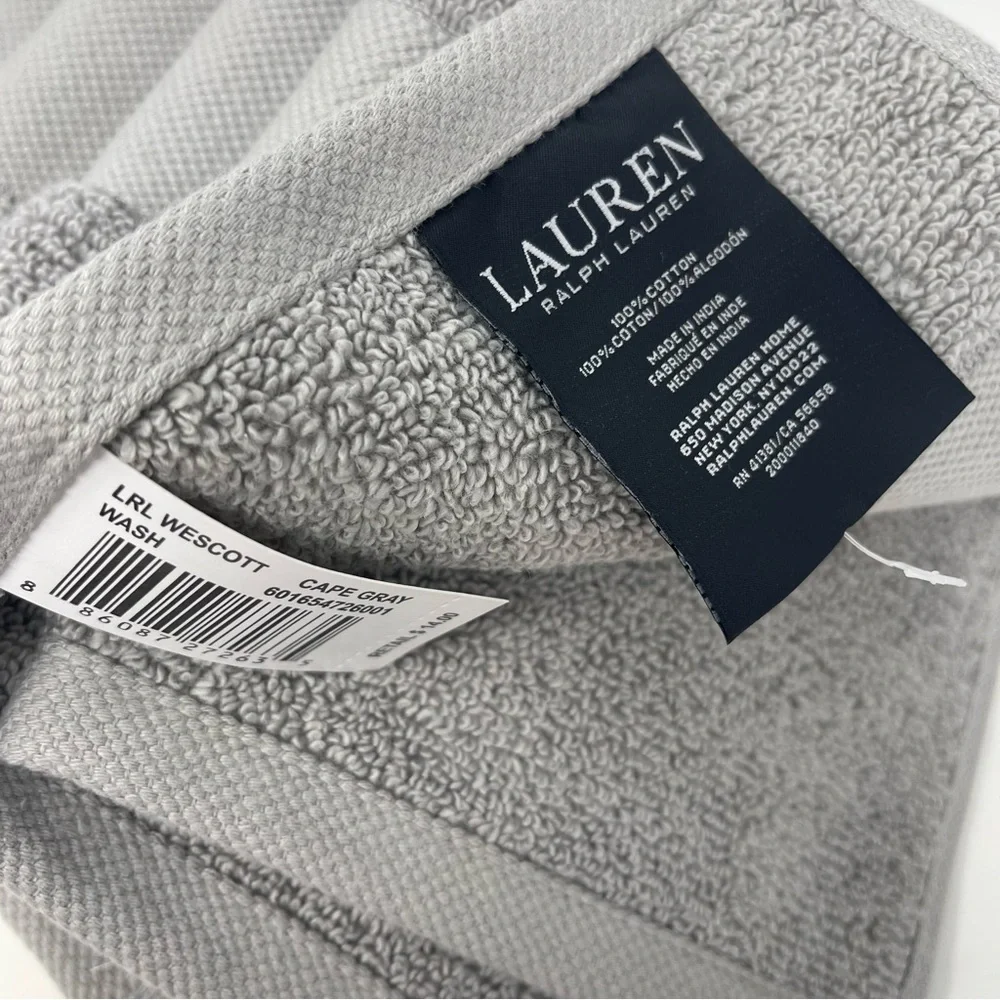 Lauren Ralph Lauren Wescott Cape Grey set of 4 Gray wash cloths NWT